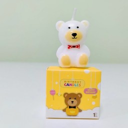 เทียนน้องหมี สีขาว
