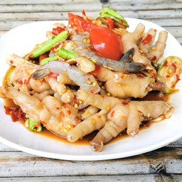 ตำตีนไก่กุ้งสด