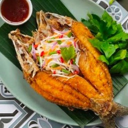 ปลาทอดน้ำปลา+ ยำมะม่วง