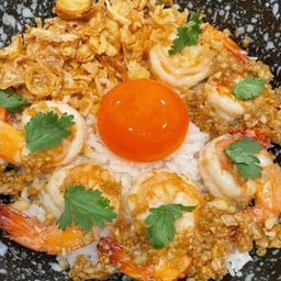 ข้าวกุ้งกระเทียม+ไข่ดอง