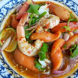 กุ้งลวก  ไส้กรอก
