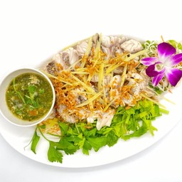 เนื้อปลาเก๋าลวกจิ้ม 1 จาน