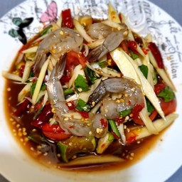 ส้มตำปูปลาร้ากุ้งสด,สุก