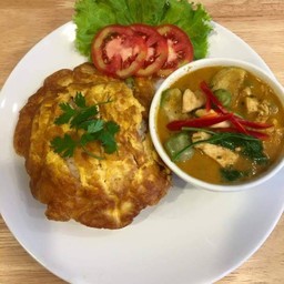 ข้าวไข่เจียว+แกงเขียวหวานไก่