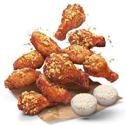Set _ M ปีกบนไก่10ชิ้น+ข้าวเปล่า 2 ถ้วย