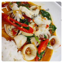 กะเพรา ปลาหมึก