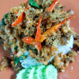 ข้าวราดพริกแกงปลาดุกฟู