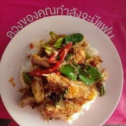 ผัดฉ่าปลาทับทิม ราดข้าว