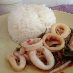 ข้าวกระเพราปลาหมึก