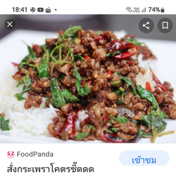 ผัดกรเพราหมูสับราดข้าว
