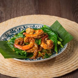 ผัดซีอิ้วเส้นนุ่มกุ้ง