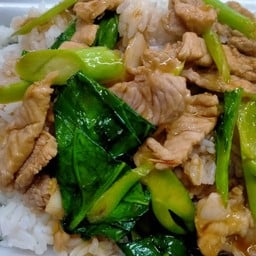 ผัดพริกหยวกราดข้าว