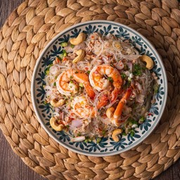 ยำวุ้นเส้นหมูสับกุ้งสด