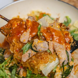 สุกี้แห้งหมู น้ำจิ้มหมาล่า