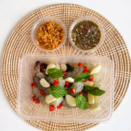 กุ้งแช่น้ำปลา 10 ตัว +น้ำยำกะปิ