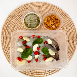 กุ้งแช่น้ำปลา 10 ตัว +น้ำจิ้มซีฟู้ด