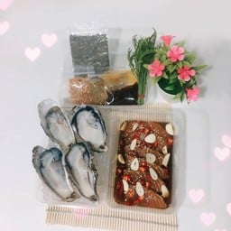 หอยนางรมเกาหลี4ตัว+แซลมอนดองซีอิ๊ว 6 ชิ้น