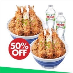คัตสึด้งกุ้ง ราดไข่ 2 ชาม + น้ำแร่ 2 ขวด ราคา 259 บาท (ปกติ 518 บาท)