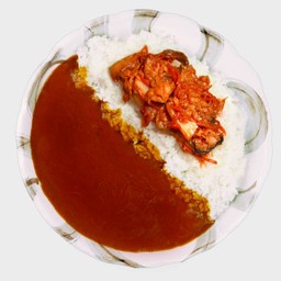 ข้าวแกงกะหรี่และหมูผัดกิมจิมายองเนส