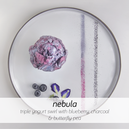 triple yoghurt swirl with blueberry, charcoal & butterfly pea 