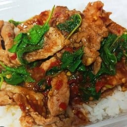 ผัดกระเผาหมูชี้นราดข้าวไข่ดาว