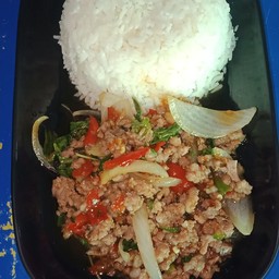 กะเพา หมูสับ ,