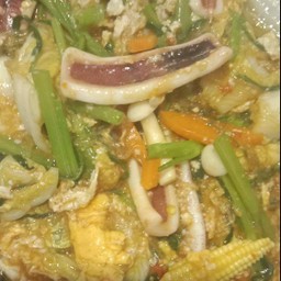 สุกี้แห้ง-ปลาหมึก