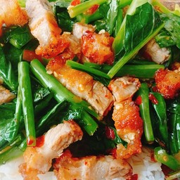 ผัดคะน้า ราดข้าว