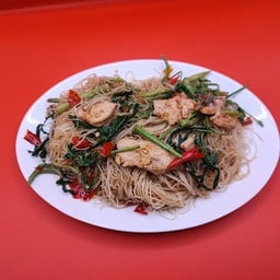 หมี่ผัดกระเฉด ไก่