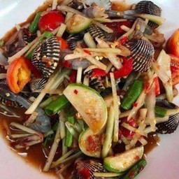 ตำปูม้ากุ้งสดหอยแครง