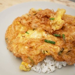 ข้าวไข่เจียวหมูสับ+ต้นหอม+แครอท