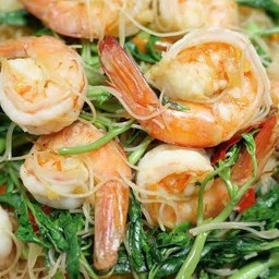 หมี่กระเฉดผัดกุ้ง