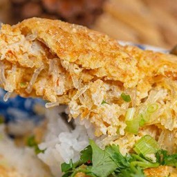 ข้าวราดไข่เจียววุ้นเส้นหมูสับ