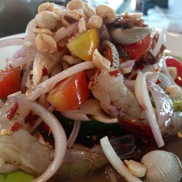 ยำกุ้งสดหอยแครง