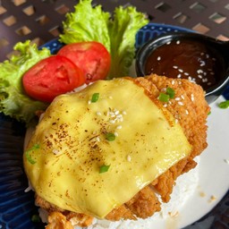 ข้าวไก่กรอบชีส+ซอส