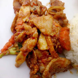 หมูผัดพริกเผาราดข้าว