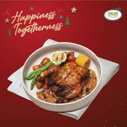 ไก่อบซอสเกรวี่แครนเบอร์รี่และเห็ด