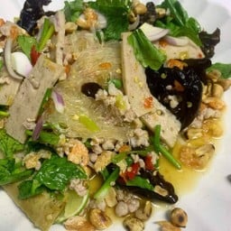 ยำวุ้นเส้นหมูสับหมูยอ(มีความเผ็ดเดียว)
