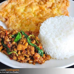 ข้าวกะเพราไก่+ไข่เจียว