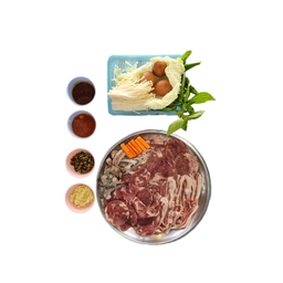 หมูกระทะ L (สันคอ+สามชั้น+ทะเล)+ชุดผัก