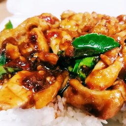 หมูผัดพริกแกงราดข้าว