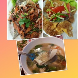 ปลาทอดกรอบน้ำตก+ยำไข่ดาว+ต้มยำปลา