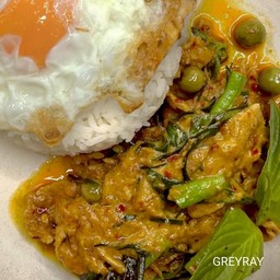 ข้าวราดพริกแกงเขียวหวานคอหมู