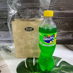 แฟนต้าเขียว+น้ำแข็ง+ถุงกระดาษ
