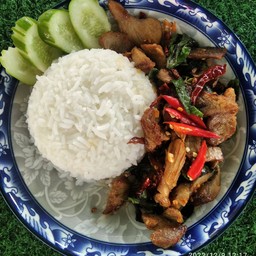 ข้าวราดกระเพราหมูย่าง