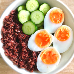 ⭐4.8 (311) - ข้าวไรซ์เบอรี่ ไข่ยางมะเต่ง 🥚🥚 Soft Boiled Eggs RiceBerry