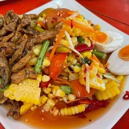 ตำข้าวโพดไข่เค็ม+ปลากรอบ