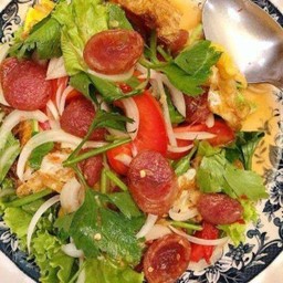 กับข้าว  ยำกุนเชียง+ไข่ดาว