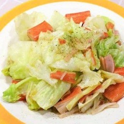 กะหล่ำผัดปูอัด {ราดข้าว}