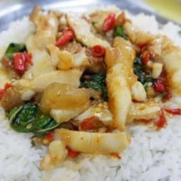 กระเพราไข่ปลาหมึก {ราดข้าว}